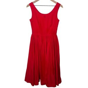 J. Peterman Red Cotton Fit and‎ Flare Dress Sleeveless Holiday Going Out Party